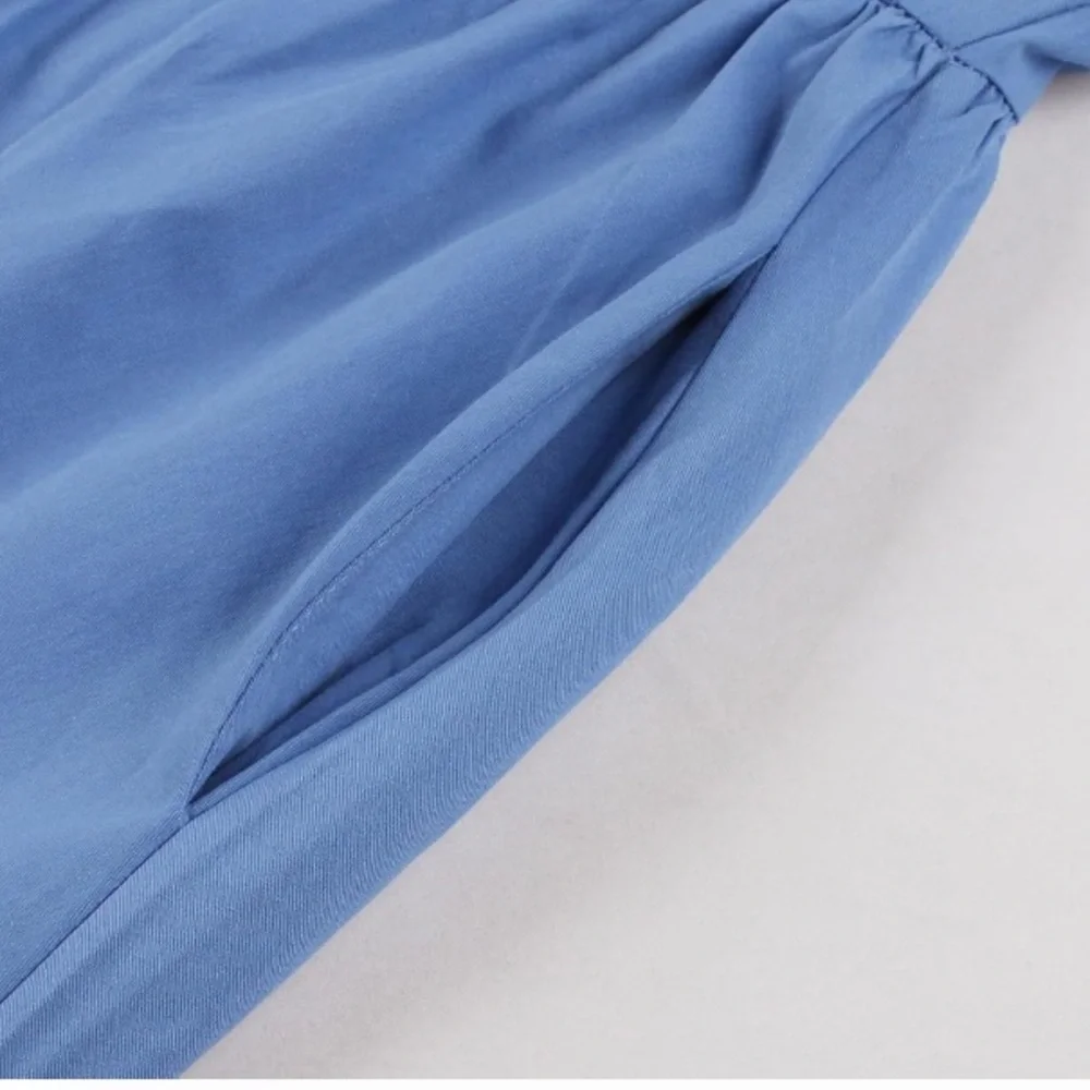 Vintage-Inspired Blue Fit & Flare Dress | Knee-Length | Retro Style Sz 12